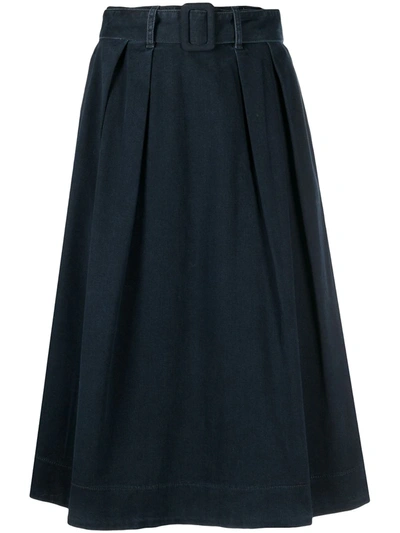 Shop Tommy Hilfiger Denim Belted High-waisted Skirt In Blue