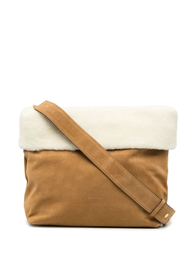 Shop Coccinelle Faux-shearling Hobo Tote In Neutrals