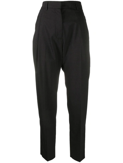 Shop Alberto Biani Tapered-fit Tailored Trousers In Grey