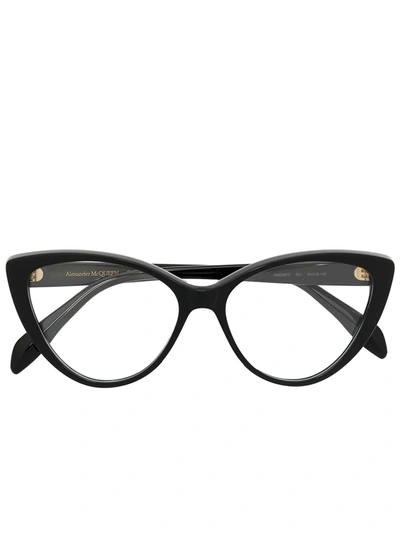 Shop Alexander Mcqueen Cat-eye Frame Glasses In 黑色