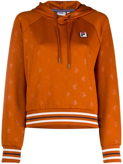 Shop Fila Logo-print Drawstring Hoodie In Orange