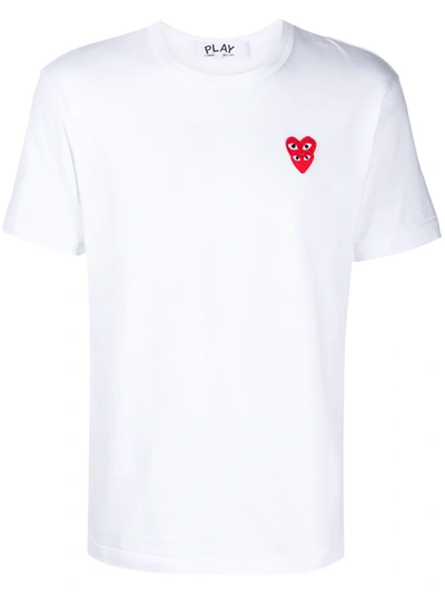Shop Comme Des Garçons Play Logo-motif T-shirt In White
