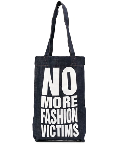 Shop Katharine Hamnett No More Fashion Victims Tote Bag In Blue