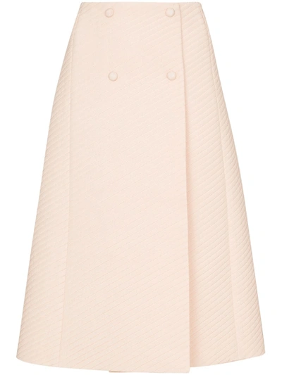 Shop Fendi Quilted-finish A-line Midi Skirt In Pink