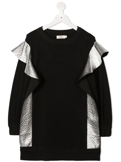 Shop Andorine Metallic Detail Sweatshirt Dress In Black