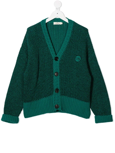 Shop Andorine Embroidered Logo Cardigan In Green