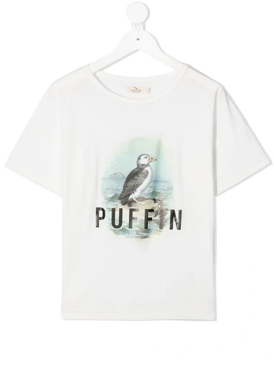 Shop Andorine Puffin Graphic-print Organic Cotton T-shirt In White