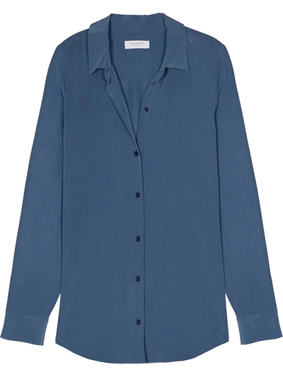 Shop Equipment Long-sleeve Silk Shirt In Blue