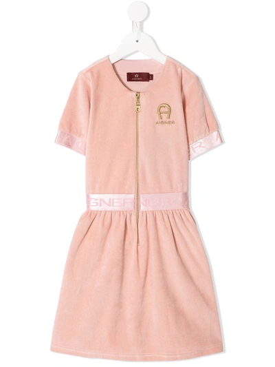 Shop Aigner Logo-embroidered Dress In Pink
