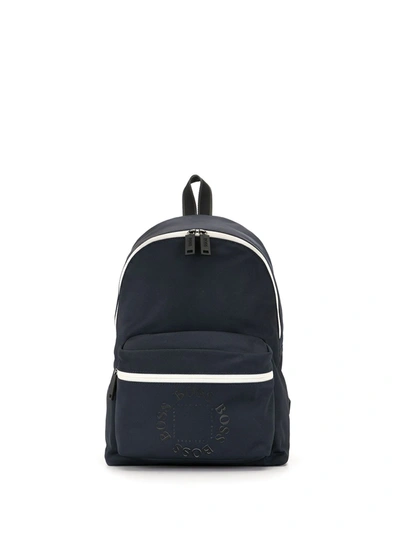 Shop Hugo Boss Logo-print Backpack In Blue