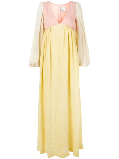 Shop Lisa Marie Fernandez Carolyn Long-sleeve Linen Maxi Dress In Yellow