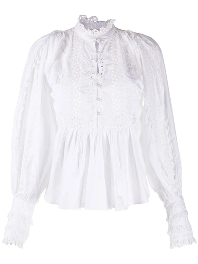 Shop Bytimo Ruffled Cotton Blouse In White