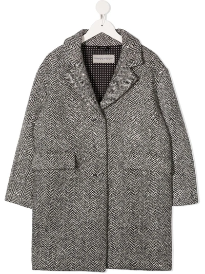 Shop Ermanno Scervino Junior Single-breasted Herringbone Coat In Grey