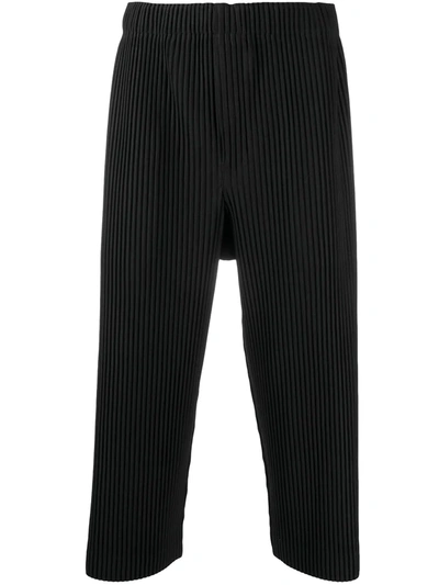 Shop Issey Miyake Plissé-effect Straight-leg Culottes In Black