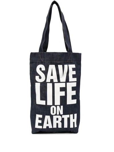 Shop Katharine Hamnett Save Life On Earth Tote Bag In Blue