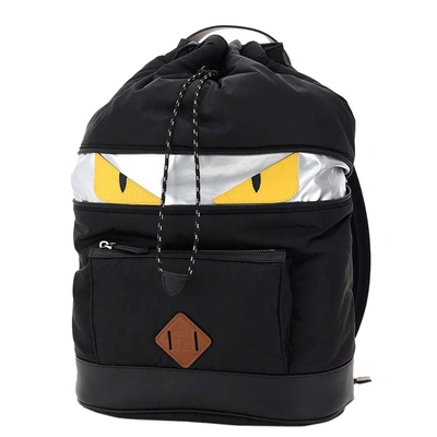 Pre-owned Fendi Black Canvas And Leather Monster Backpack
