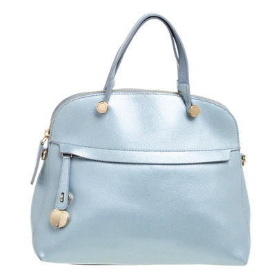 Pre-owned Furla Light Blue Leather Piper Dome Satchel