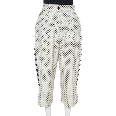 Pre-owned Dolce & Gabbana Cream Cotton Polka Dot Culottes S