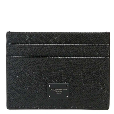 Pre-owned Dolce & Gabbana Black Calfskin Leather Dauphine Cardholder