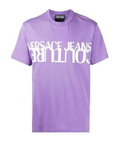 Shop Versace Purple Logo Print T-shirt