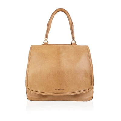 Shop Givenchy Tan Leather Large New Line Flap Tote Shoulder Bag In Orange