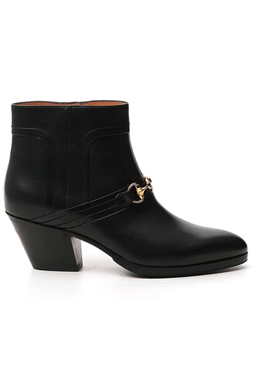 Shop Gucci Black Leather Ankle Boots