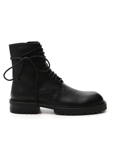 Shop Ann Demeulemeester Black Leather Ankle Boots