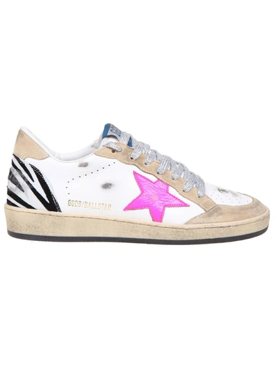 Shop Golden Goose Ball Star White/pink Leather Sneakers