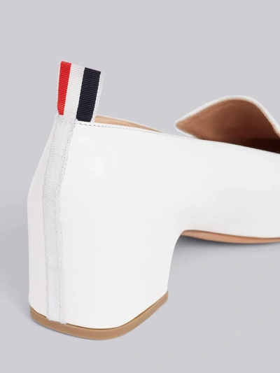 Shop Thom Browne White Calfskin Block Heel Chic Penny Loafer