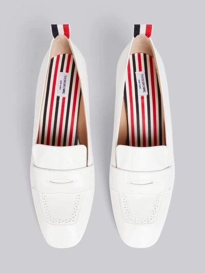 Shop Thom Browne White Calfskin Block Heel Chic Penny Loafer