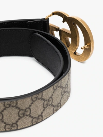 Shop Gucci Black Gg Marmont Leather Belt In Neutrals