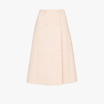 Shop Fendi Pink Quilted Midi Skirt