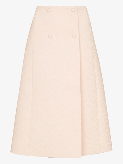 Shop Fendi Pink Quilted Midi Skirt