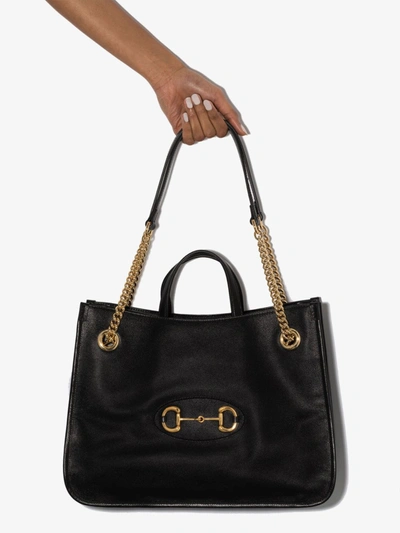 Shop Gucci Black Horsebit 1955 Leather Tote Bag