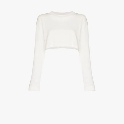 Shop Ambra Maddalena Cropped Terry Cotton Top In White