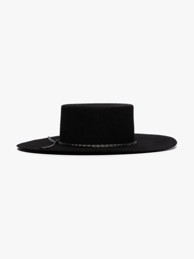 Shop Gucci Wide Brim Felt Hat In Black