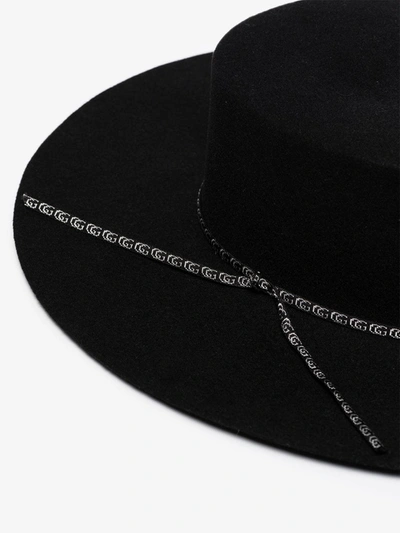 Shop Gucci Wide Brim Felt Hat In Black