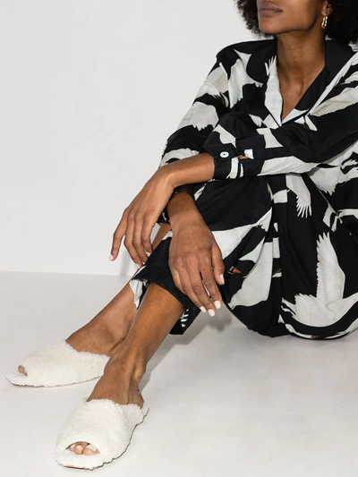 Deiji Studios Square-toe Shearling Slippers In White