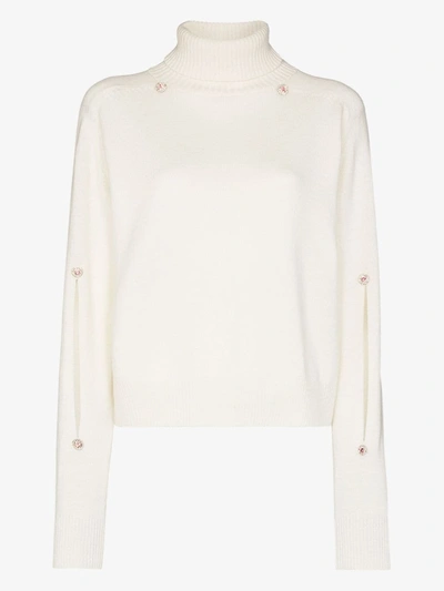 Shop Christopher Kane White Slash Sleeve Sweater