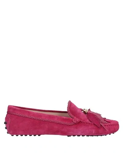 Shop Tod's Woman Loafers Garnet Size 6.5 Soft Leather In Red