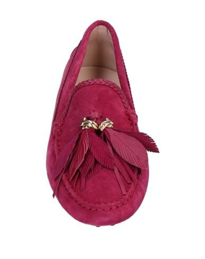 Shop Tod's Woman Loafers Garnet Size 6.5 Soft Leather In Red