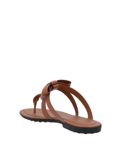 Shop Tod's Toe Strap Sandals In Brown