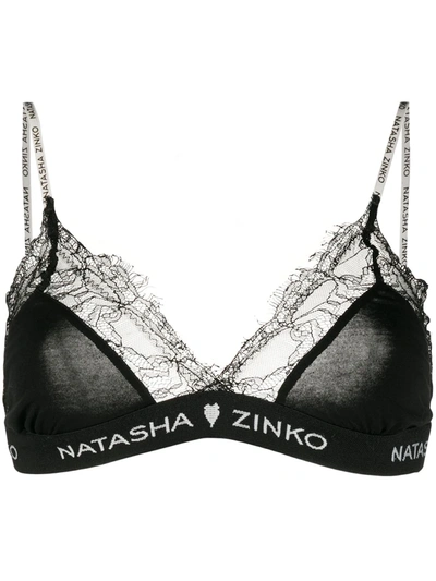 Shop Natasha Zinko Lace Triangle Bra In Black