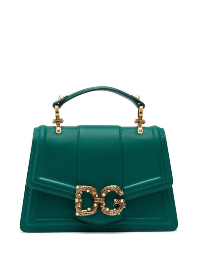 Shop Dolce & Gabbana Logo Plaque Crossbody Bag In Green
