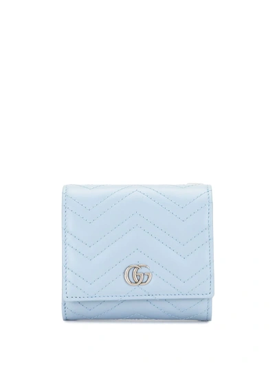 Shop Gucci Gg Marmont Wallet In Blue
