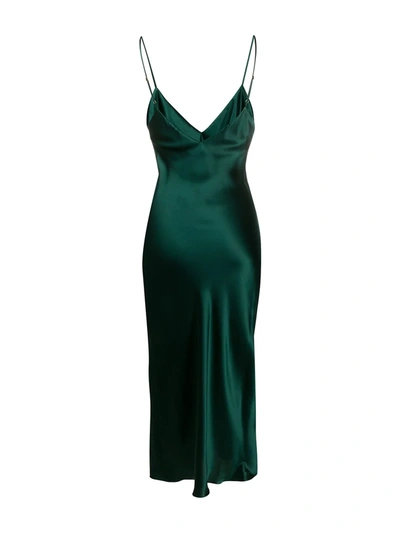 Gilda & Pearl Sophia Midi Silk Slip Dress In Green