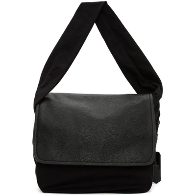 Shop Neil Barrett Black Oversized Satchel Messenger Bag In 0101 Bk/bk