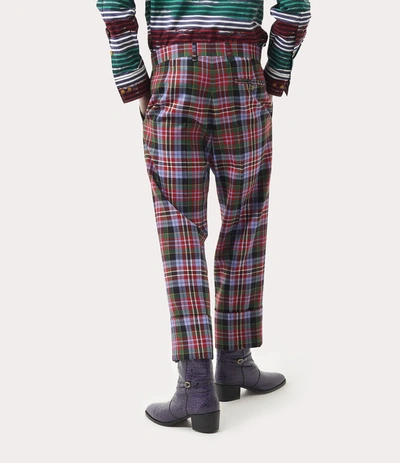 Shop Vivienne Westwood Cropped George Trousers Brick Tartan In Multicolor