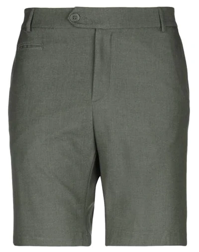 Shop Les Deux Man Shorts & Bermuda Shorts Military Green Size 28 Polyester, Viscose, Elastane
