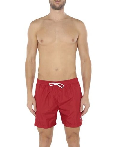 Shop Dondup Swim Trunks In Red